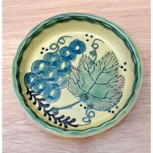 Bon Apetit Ceramic Trinket Dish Small Bowl Grape Painted Motif Provence France